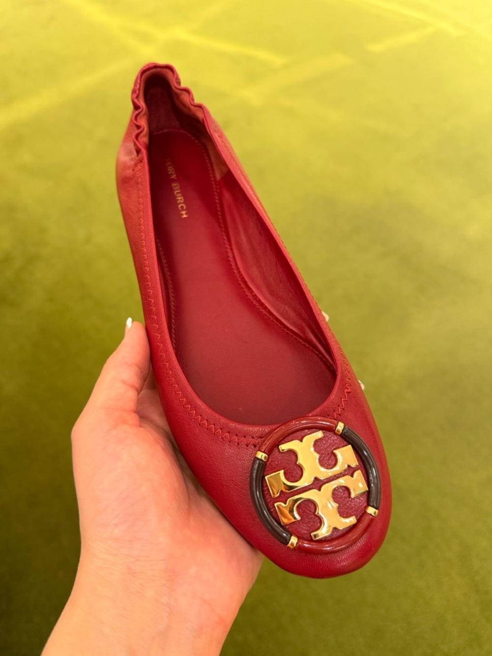 Tory Burch Multi Logo Ballet Flats Red Leather $295